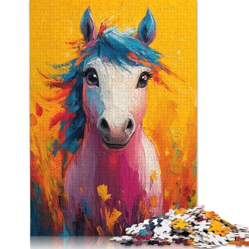 Buntes Pferde-Malpuzzle-Spielzeug, Lernspiel, Premium-Karton-Puzzle für Erwachsene und Kinder, 1000 Teile (75 x 50 cm) von QBIREX