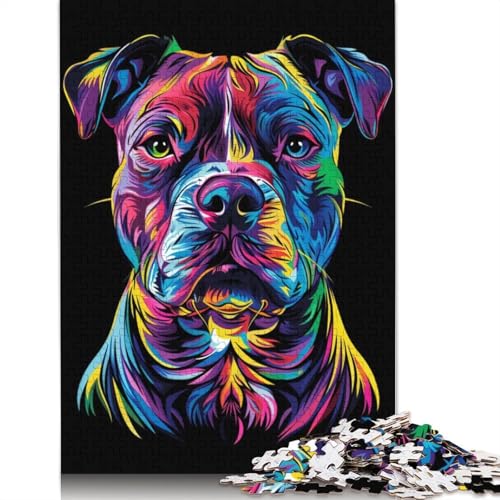 Buntes Pitbull-Puzzle mit Hund, kreative Spiele, 100% recycelter Karton, Puzzle für Erwachsene, 1000 Teile (26 x 38 cm) von QBIREX