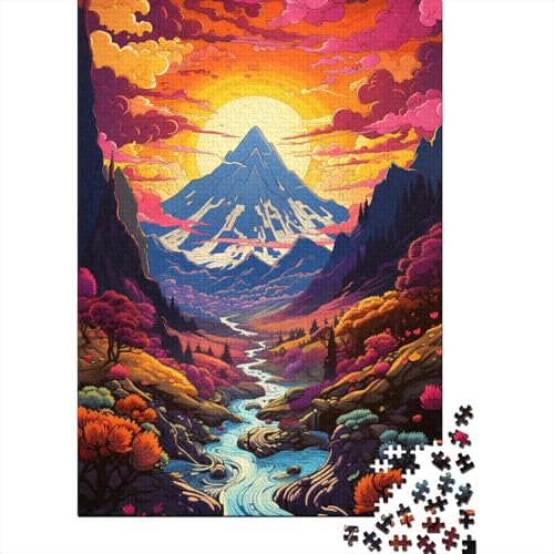 Buntes Psychedelia-Puzzle in Salzburg, 100% recyceltes Kartonpapier, rechteckiges Puzzle für Erwachsene und Kinder, 1000 Teile (38 x 26 cm) von QBIREX