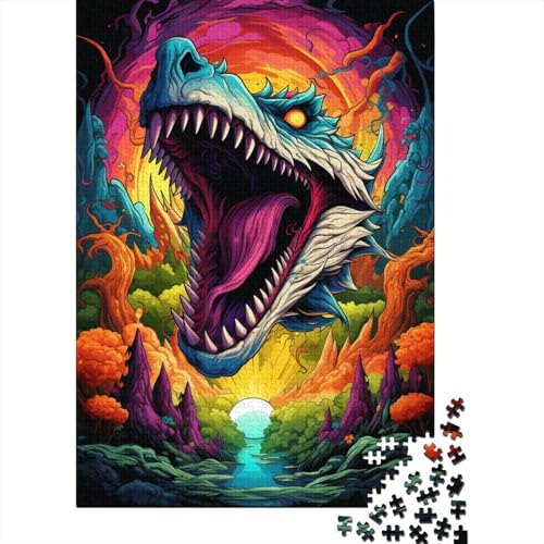 Buntes Psychedelia of Earth Dragon Puzzle, lustiges Premium-Puzzle aus Karton für Jungen oder Mädchen, 1000 Teile (75 x 50 cm) von QBIREX