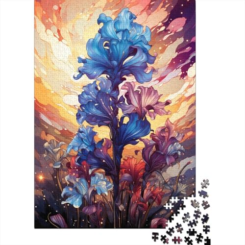 Buntes Puzzle „Psychedelia of Spanish Hyacinths“, Premium-Puzzle aus 100% recyceltem Kartonpapier, rechteckig, für Damen und Herren, einzigartiges Geschenk, 1000 Teile (75 x 50 cm) von QBIREX