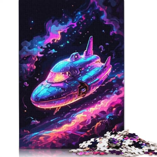 Buntes Raumschiff-Puzzle, schwierige Herausforderung, 100% recycelter Karton, Puzzle für Erwachsene ab 12 Jahren, 1000 Teile (26 x 38 cm) von QBIREX