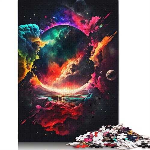 Buntes Universum-Farbpuzzle für Erwachsene, einzigartige Heimdekoration, Herrenpuzzle, Geschenke für Erwachsene und Teenager, 1000 Teile (75 x 50 cm) von QBIREX
