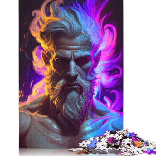 Buntes Zeus-Puzzle, 100% recycelter Karton, Premium-Karton, Puzzle für Erwachsene und Kinder, 1000 Teile (75 x 50 cm) von QBIREX