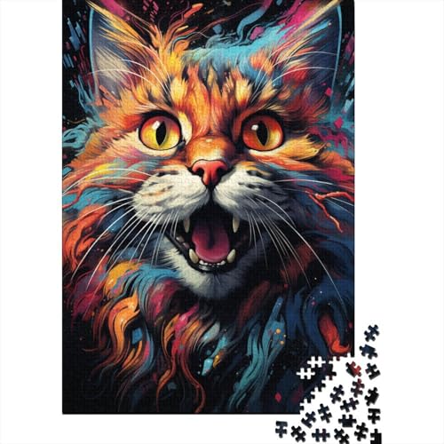 Buntes exotisches Katzen-Puzzle, Denksportaufgabe, Premium-Karton-Puzzle für Kinder und Erwachsene ab 12 Jahren, 1000 Teile (75 x 50 cm) von QBIREX