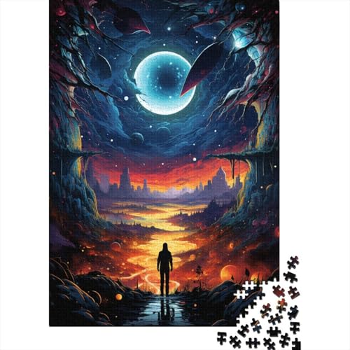 Buntes psychedelisches Fantasy-Weltraum-Puzzle, Familienspaß, rechteckiges Papierpuzzle für Jungen oder Mädchen, Kindertagsgeschenke, 1000 Teile (38 x 26 cm) von QBIREX