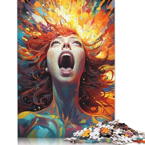 Buntes psychedelisches Frauen-Puzzle, Premium-Puzzle aus 100% recyceltem Brett für Kinder und Erwachsene, 1000 Teile (38 x 26 cm) von QBIREX