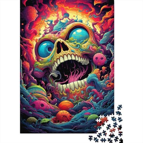 Buntes psychedelisches Monster-Puzzle, Familienspaß, rechteckiges Papierpuzzle für Kinder und Erwachsene ab 12 Jahren, Geburtstagsgeschenk, 1000 Teile (38 x 26 cm) von QBIREX