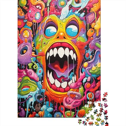Buntes psychedelisches Monster-Puzzle, kreative Spiele, 100% recycelter Karton, Puzzle für Erwachsene, 1000 Teile (75 x 50 cm) von QBIREX