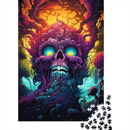 Buntes psychedelisches Monster-Puzzle, schwierige Herausforderung, 100% recycelter Karton, Puzzle für Kinder, 1000 Teile (38 x 26 cm) von QBIREX