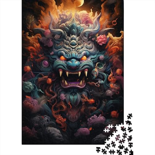 Buntes psychedelisches Monsterkönig-Puzzle, Denksportaufgabe, 100% recycelter Karton, Puzzle für Frauen und Männer, 1000 Teile (75 x 50 cm) von QBIREX