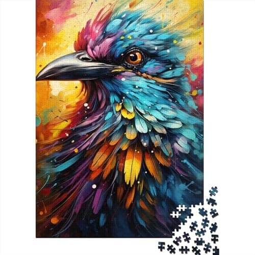 Buntes psychedelisches Regenbogenvogel-Puzzle, Denksportaufgabe, rechteckiges Papierpuzzle für Erwachsene und Teenager, 1000 Teile (75 x 50 cm) von QBIREX