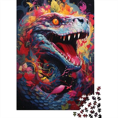 Buntes psychedelisches Schlangen-Puzzle-DIY-Spiel, rechteckiges Papierpuzzle für Jungen oder Mädchen, Geburtstagsgeschenk, 1000 Teile (38 x 26 cm) von QBIREX