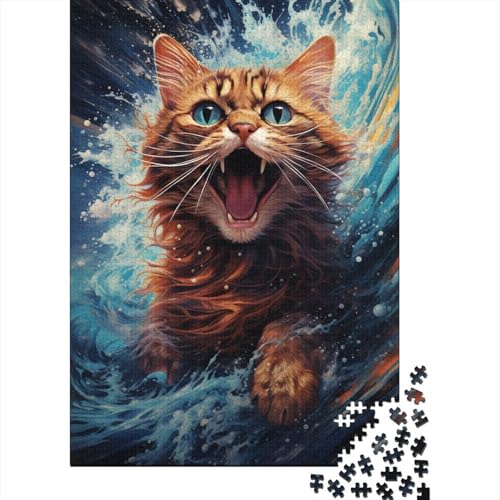 Buntes psychedelisches Seekatzen-Puzzle, Lernspiele, Familienaktivitäten, Premium-Karton-Puzzle für Frauen und Männer, 1000 Teile (75 x 50 cm) von QBIREX