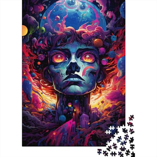Buntes psychedelisches Teufelspuzzle, schwierige Herausforderung, 100% recycelter Karton, Puzzle für Kinder und Erwachsene, 1000 Teile (38 x 26 cm) von QBIREX
