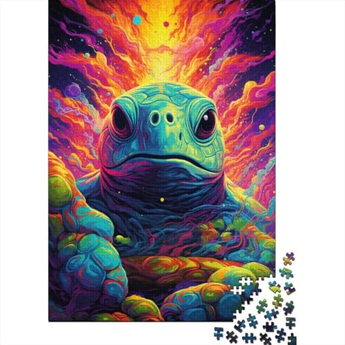 Buntes psychedelisches Turtle197-Puzzle, einzigartige Heimdekoration, 100% recycelter Karton, Puzzle für Erwachsene, Kindertagsgeschenke, 1000 Teile (75 x 50 cm) von QBIREX