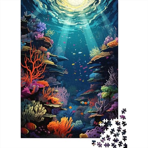 Buntes psychedelisches Unterwasserwelt-Puzzle, einzigartige Heimdekoration, rechteckiges Papierpuzzle für Erwachsene, Teenager, 1000 Teile (38 x 26 cm) von QBIREX