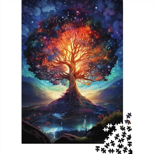 Buntes psychedelisches Weltbaum-Puzzle, anspruchsvolle Familienspiele, 100% recycelter Karton, Puzzle für Erwachsene und Kinder, Geburtstagsgeschenk, 1000 Teile (75 x 50 cm) von QBIREX
