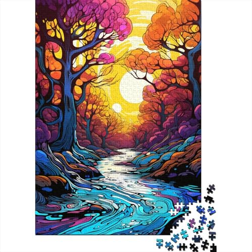Buntes und psychedelisches Cazones-Fluss-Puzzle, anpassbare Bilder, 100% recycelter Karton, Puzzle für Erwachsene und Teenager, einzigartiges Geschenk, 1000 Teile (38 x 26 cm) von QBIREX
