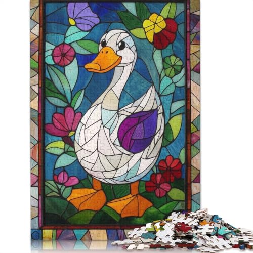 Buntglas-Enten-Puzzle, schwierige Herausforderung, 100% recycelter Karton, Puzzle für Erwachsene, Teenager, 1000 Teile (75 x 50 cm) von QBIREX