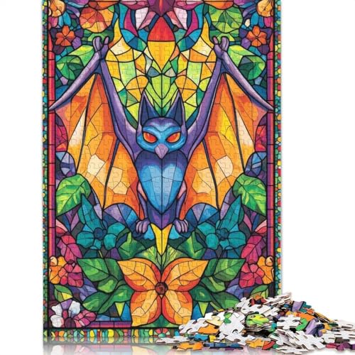 Buntglas-Fledermaus-Puzzle, kreative Spiele, 100% recycelter Karton, Puzzle für Erwachsene, 1000 Teile (75 x 50 cm) von QBIREX