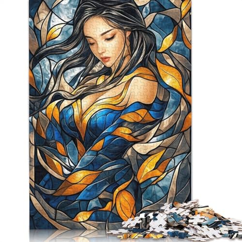 Buntglas-Frauen-Puzzle für Erwachsene, 1000 Teile, Puzzles für Erwachsene und Teenager ab 12 Jahren, 1000 Teile (38 x 26 cm) von QBIREX