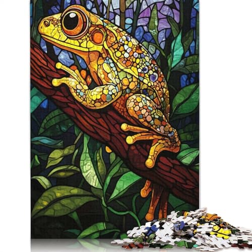 Buntglas-Frosch-Puzzle-Spielzeug, Lernspiel, Premium-Karton-Puzzle für Erwachsene und Kinder, 1000 Teile (75 x 50 cm) von QBIREX