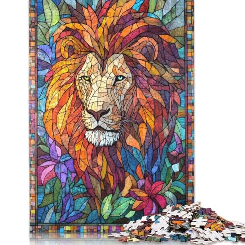 Buntglas-Löwen-Puzzle, Lernspiele, Familienaktivitäten, Premium-Puzzle aus Karton für Frauen und Männer, 1000 Teile (75 x 50 cm) von QBIREX