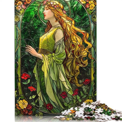 Buntglas-Puzzle für Damen, 1000 Teile, für Erwachsene, Holzpuzzle, nachhaltiges Puzzle für Erwachsene, 1000 Teile (75 x 50 cm) von QBIREX