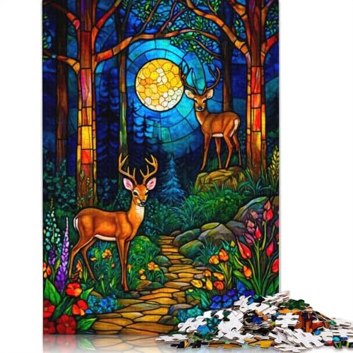 Buntglas-Wald-Puzzle, DIY-Spiel, rechteckiges Papierpuzzle für Jungen oder Mädchen, Geburtstagsgeschenk, 1000 Teile (38 x 26 cm) von QBIREX