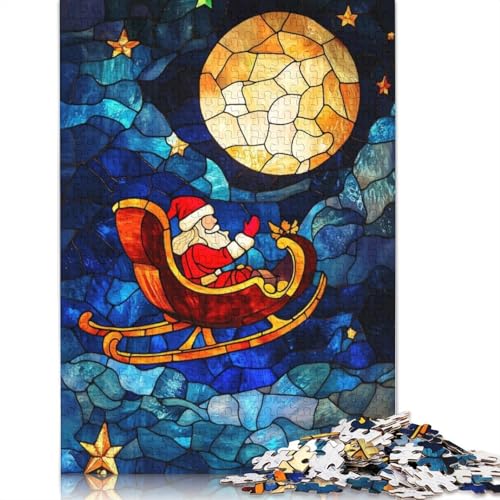 Buntglas-Weihnachtsmann-Puzzle, DIY-Spiel, Premium-Karton-Puzzle für Frauen und Männer, Kindertagsgeschenke, 1000 Teile (75 x 50 cm) von QBIREX