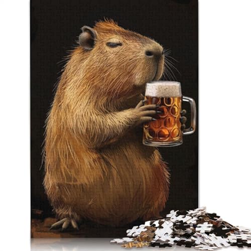 Capybara-Bier-Puzzle, Dekompressionsspielzeug, rechteckiges Papierpuzzle für Kinder und Erwachsene ab 12 Jahren, 1000 Teile (26 x 38 cm) von QBIREX