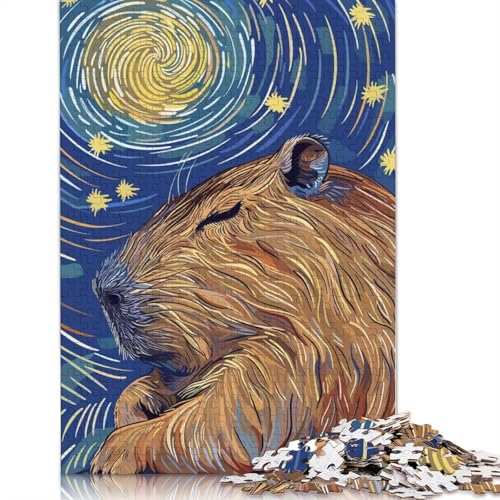 Capybara Sternennacht-Kunstpuzzle für Erwachsene, 1000 Teile, Puzzles für Erwachsene und Teenager ab 12 Jahren, 1000 Teile (75 x 50 cm) von QBIREX