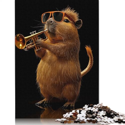 Capybara Trumpet Puzzle 1000 Teile Schwer Puzzle Spielzeug Lernspiel Impossible Herausforderung Spielzeug Für Erwachsene Kinder 1000pcs (75x50cm) von QBIREX
