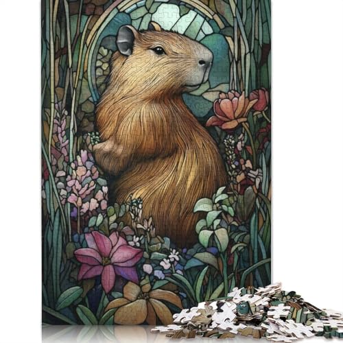 Capybara in einem Garten-Puzzle, kreative Spiele, 100% recycelter Karton, Puzzle für Erwachsene, 1000 Teile (26 x 38 cm) von QBIREX