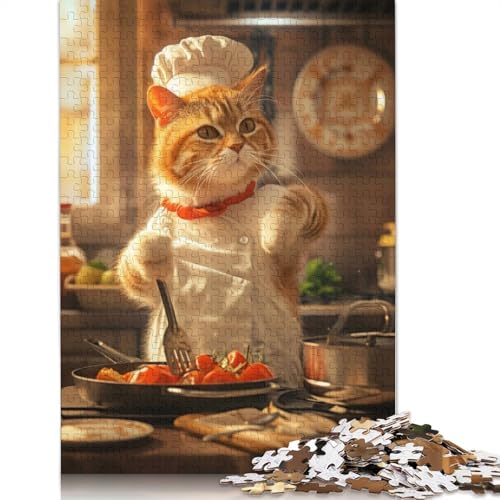 Cat Chef Puzzle-Spielzeug für Erwachsene, Lernspiel, Puzzlespiele für Erwachsene für Frauen und Männer, 1000 Teile (75 x 50 cm) von QBIREX