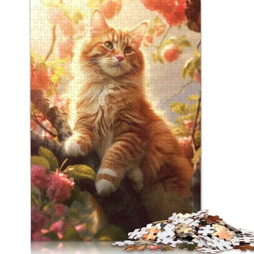 Cat Cherrytree Puzzle 1000 Teile Schwer Puzzle Spielzeug Lernspiel Impossible Herausforderung Spielzeug Für Erwachsene Und Kinder in Bewährter 1000pcs (38x26cm) von QBIREX
