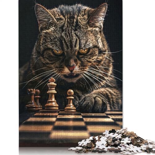 Cat Chess Puzzles 1000 Teile Schwer Puzzle Spielzeug Lernspiel Impossible Herausforderungsspielzeug Für Erwachsene Und Kinder in Bewährter 1000pcs (75x50cm) von QBIREX