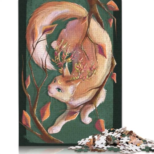 Cat Forest Spirit Puzzles 1000 Teile Schwer Puzzle Spielzeug Pädagogisches Spiel Impossible Herausforderung Spielzeug Für Erwachsene Kinder 1000pcs (40x28cm) von QBIREX