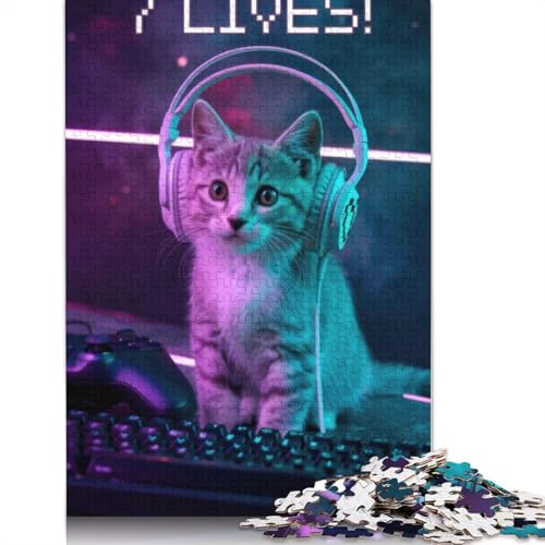 Cat Gaming Puzzle 1000 Teile Schwer Puzzle Spielzeug Lernspiel Impossible Herausforderungsspielzeug Für Erwachsene Und Kinder Ab 14 Jahren 1000pcs (38x26cm) von QBIREX