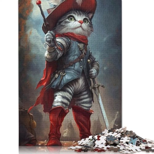 Cat Knight Puzzle 1000 Teile Schwer Puzzle Spielzeug Lernspiel Impossible Herausforderungsspielzeug Für Erwachsene Kinder 1000pcs (38x26cm) von QBIREX
