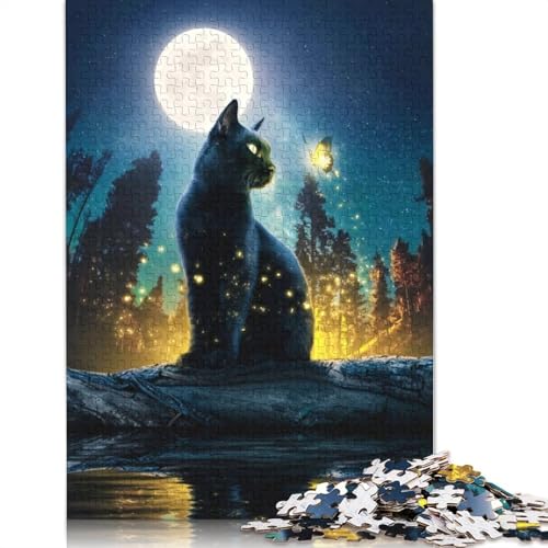 Cat Moon and Stars 2 Puzzle 1000 Teile Schwer Puzzle Spielzeug Pädagogisches Spiel Impossible Herausforderung Spielzeug Für Erwachsene Und Kinder Ab 14 Jahren 1000pcs (38x26cm) von QBIREX