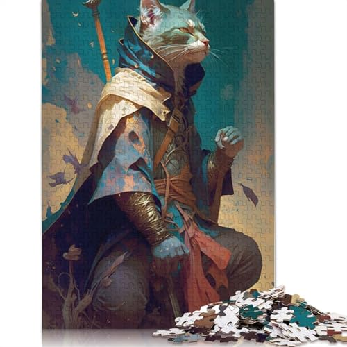 Cat Wizard Puzzles 1000 Teile Schwer Puzzle Spielzeug Pädagogisches Spiel Impossible Herausforderung Spielzeug Für Erwachsene Und Kinder Ab 14 Jahren 1000pcs (75x50cm) von QBIREX