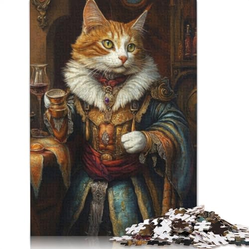 Cat in Regal Attire Puzzles 1000 Teile Schwer Puzzle Spielzeug Lernspiel Impossible Herausforderung Spielzeug Für Erwachsene Und Kinder Ab 12 Jahren 1000pcs (38x26cm) von QBIREX