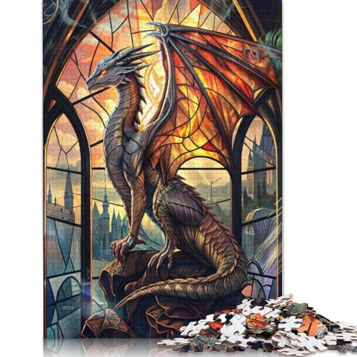 Celestial Stained Wyvern Puzzle für Erwachsene, einzigartige Heimdekoration, Herren-Puzzle, Geschenke für Erwachsene und Teenager, 520 Teile (52 x 38 cm) von QBIREX