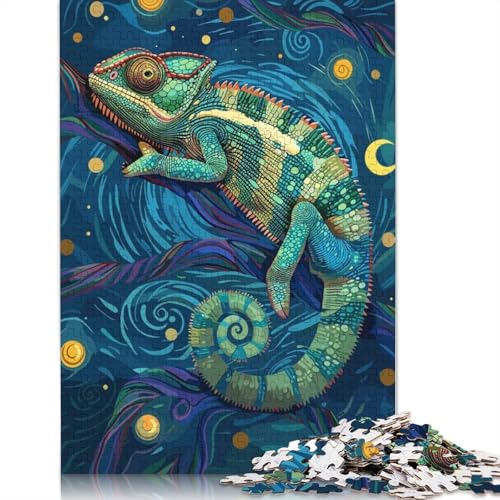 Chamäleon im Sternennacht-Stil, Puzzle für Erwachsene, 1000 Teile, Puzzle für Erwachsene und Teenager ab 12 Jahren, 1000 Teile (75 x 50 cm) von QBIREX