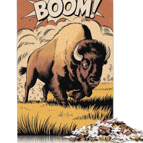 Charging Bison Fury Puzzle für Teenager, 1000 Teile, Puzzle, Denksportaufgaben für Erwachsene, 1000 Teile (75 x 50 cm) von QBIREX