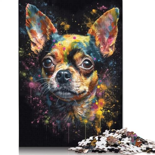 Chihuahua Painting Puzzle 520 Teile Schwer Puzzle Spielzeug Lernspiel Impossible Herausforderung Spielzeug Für Erwachsene Und Kinder in Bewährter 520pcs (52x38cm) von QBIREX