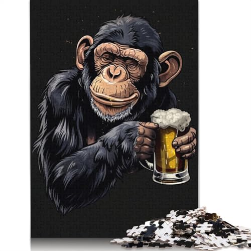 Chimpanzee Beer Puzzle 1000-teilige Schwer Puzzle Spielzeug Lernspiel Impossible Herausforderung Spielzeug Für Erwachsene Kinder 1500pcs (85x57cm) von QBIREX