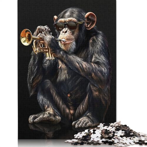 Chimpanzee Trumpet Puzzles 520 Teile Schwer Puzzle Spielzeug Pädagogisches Spiel Impossible Herausforderungsspielzeug Für Erwachsene Kinder 520pcs (52x38cm) von QBIREX
